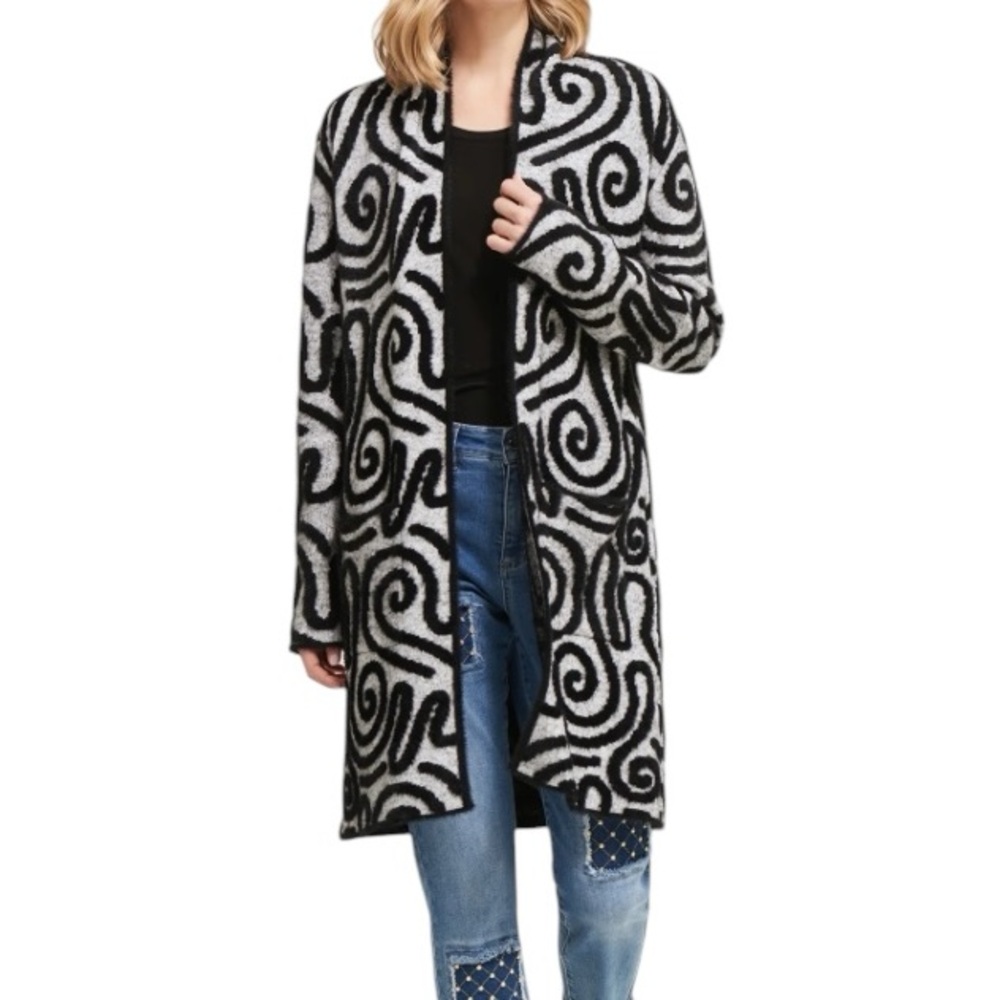 Joseph Ribkoff Abstract Long Cardigan with Pockets
